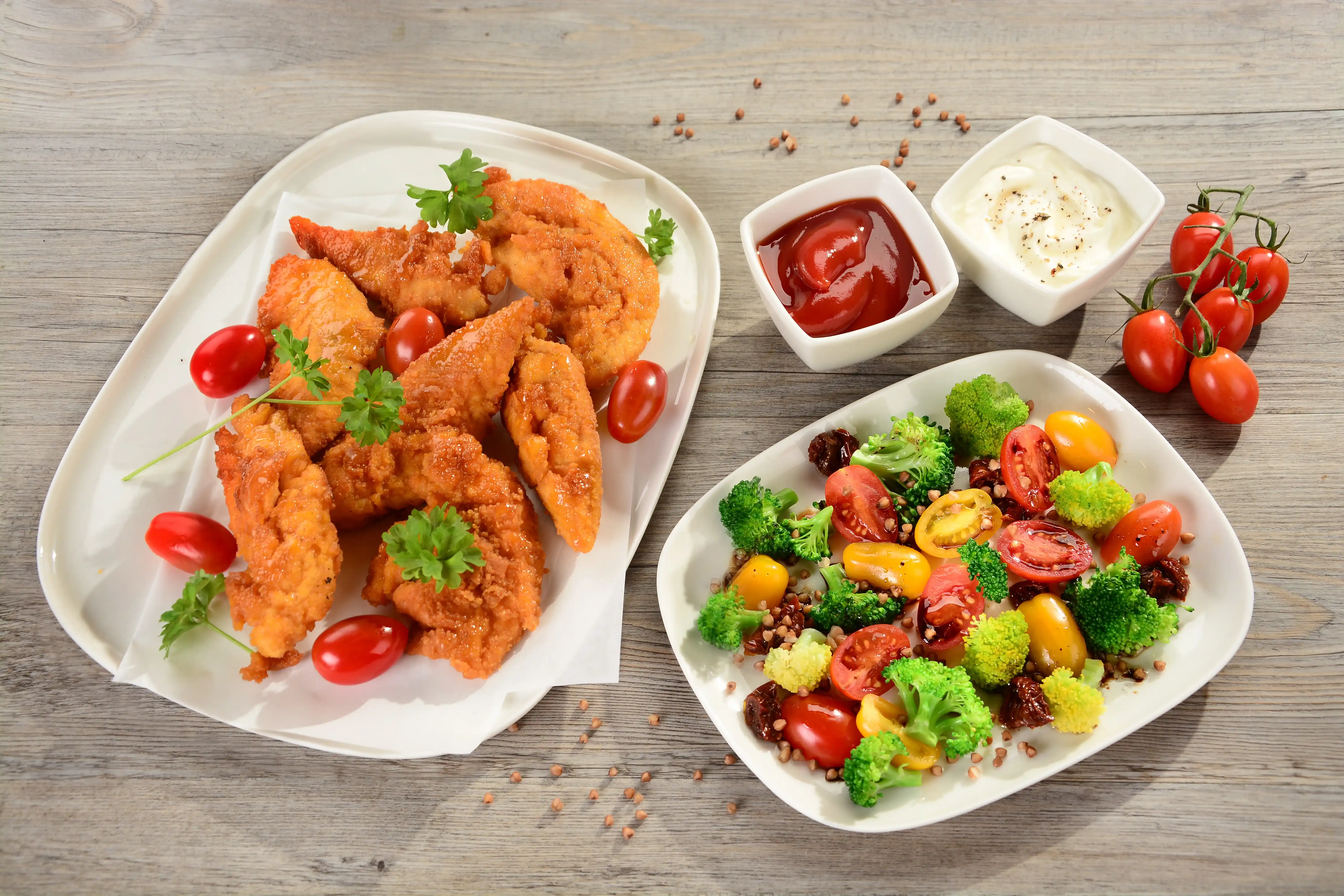 Chicken Tenders with Broccoli Salad